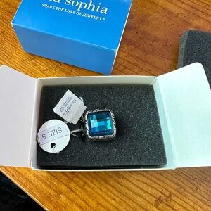 Lia Sophia blue stone silver tone size 5 ring